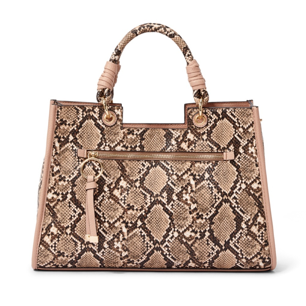 Zip Front Blush Snake Satchel